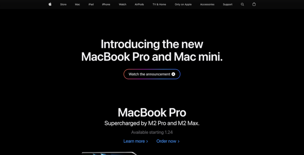 Apple homepage